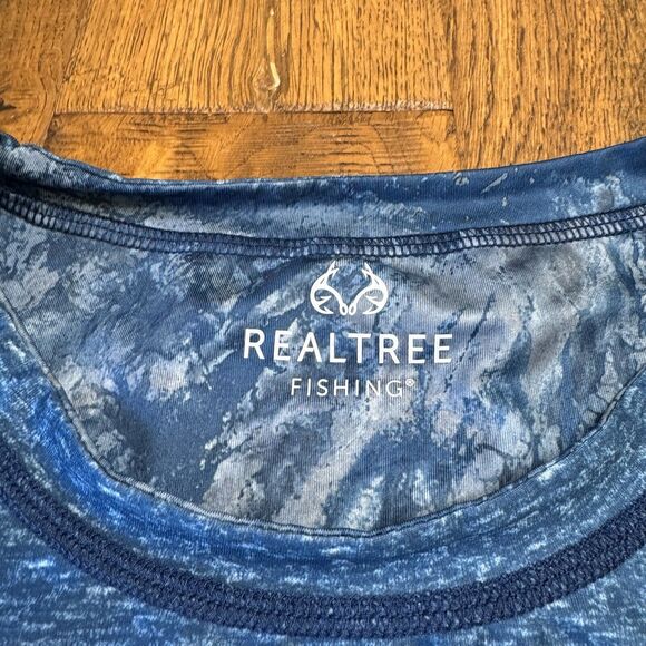 Realtree Reversible Blue White Camo Long Sleeve Performance Fishing Shirt 2XL - Picture 2 of 8